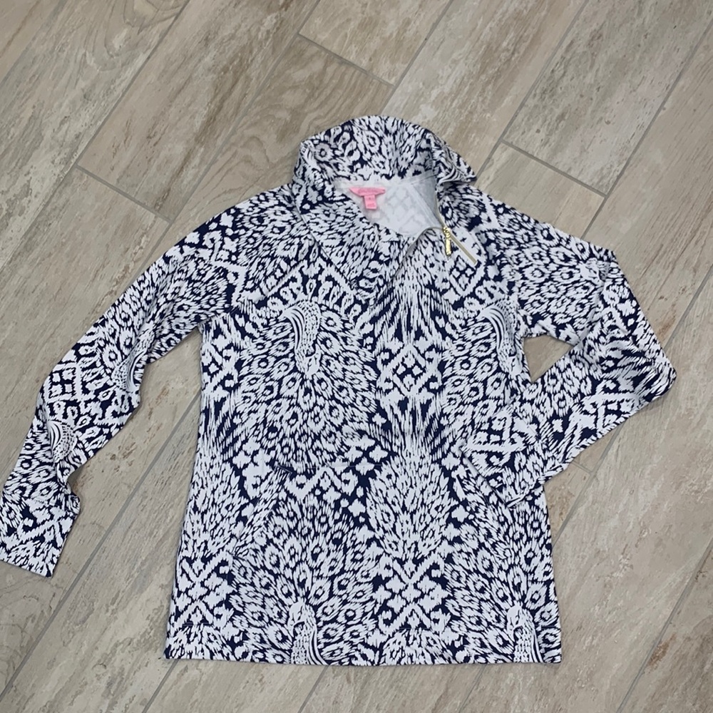 Lilly Pulitzer long -sleeve, shoulder zip pull-over.